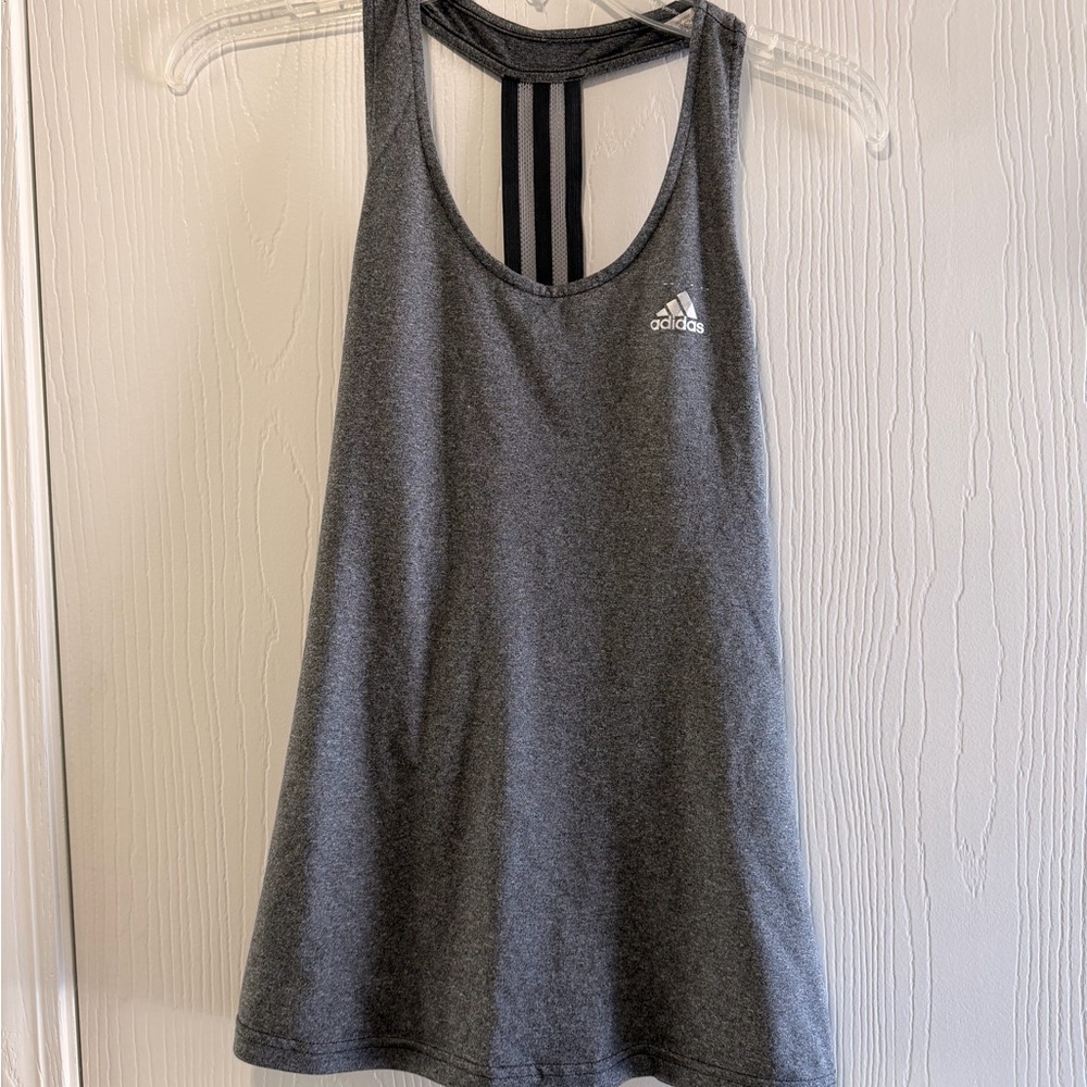 adidas Gray Racerback Tank with Striped Back size small - great condition